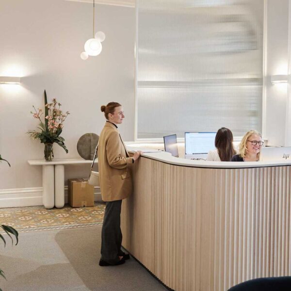client waiting in front of the reception table